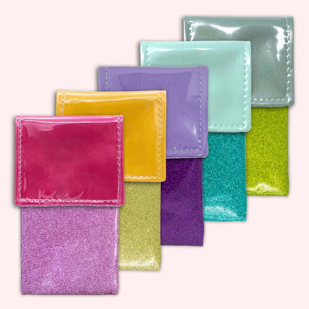 Pochette bicolore rabat Violet paillette