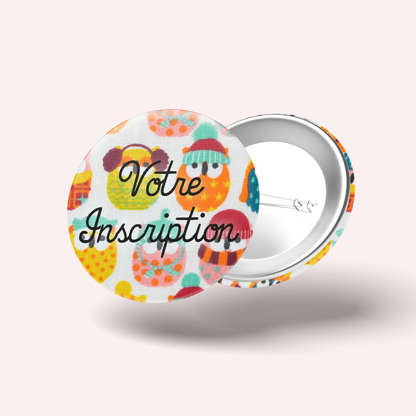 Badge Hiboux Hiver Orange