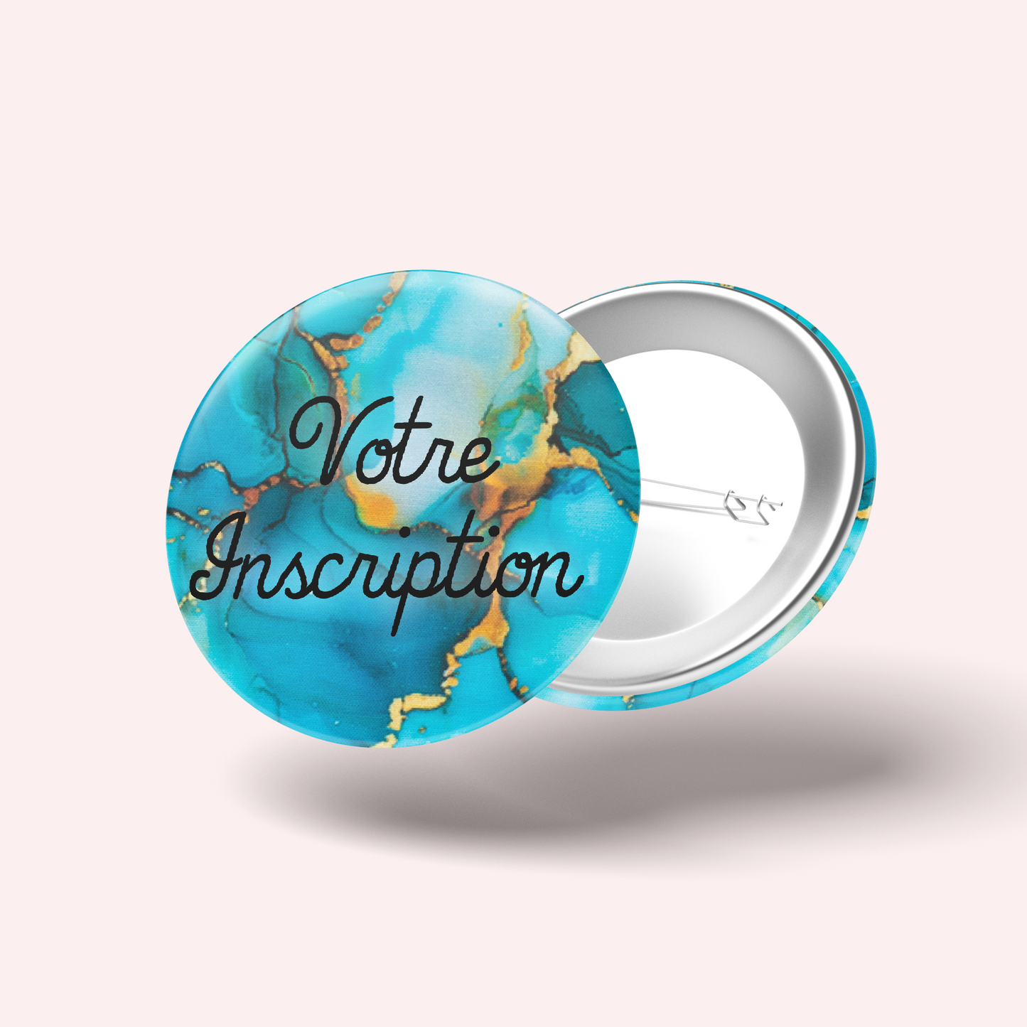 Badge Marbre Turquoise Doré