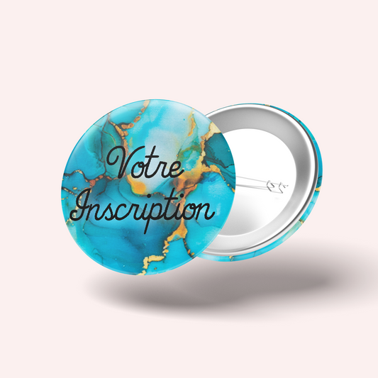 Badge Marbre Turquoise Doré