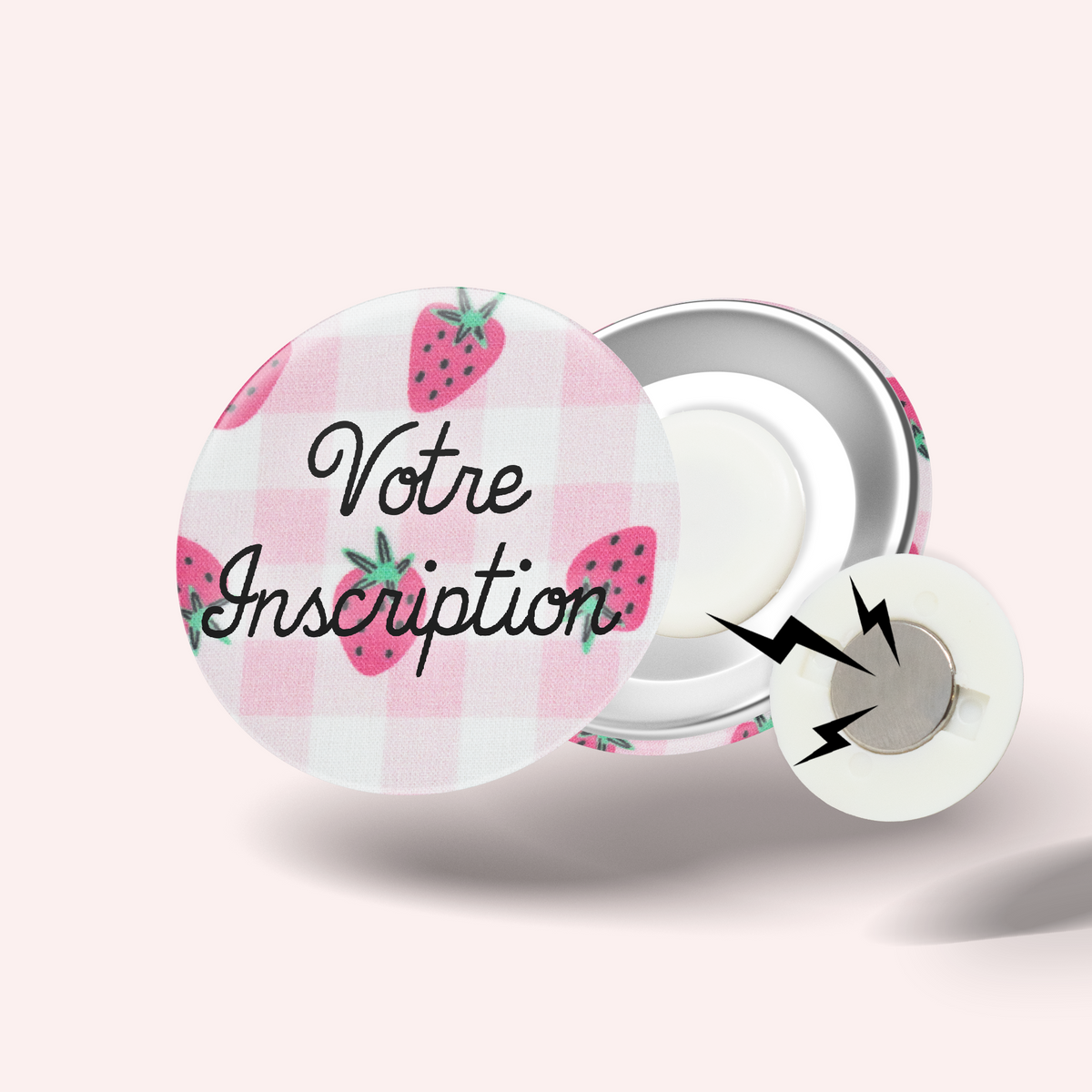 Badge Vichy Fraise