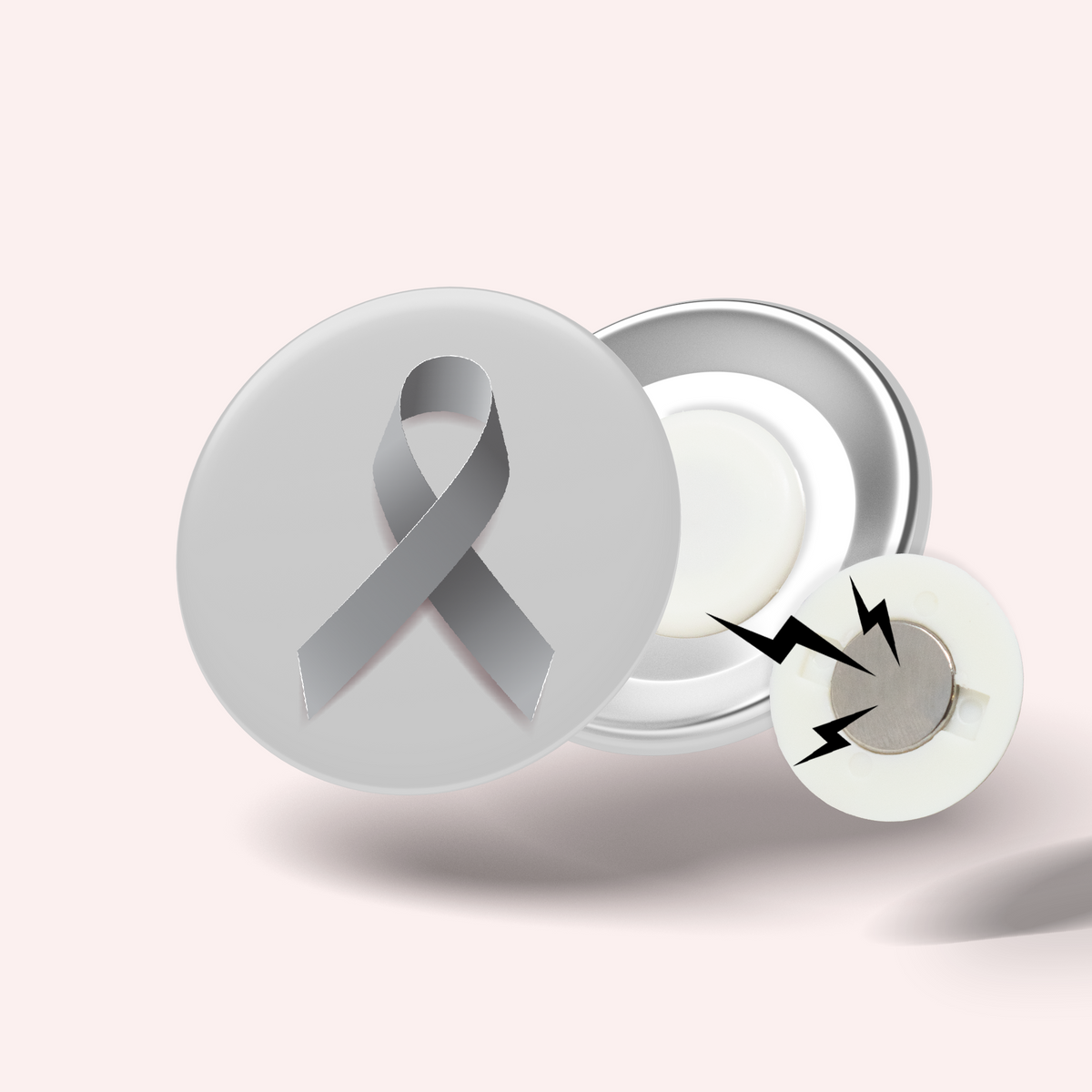 Badge Ruban Gris (Asthme, allergies, tumeurs cérébrales, diabète infantile)