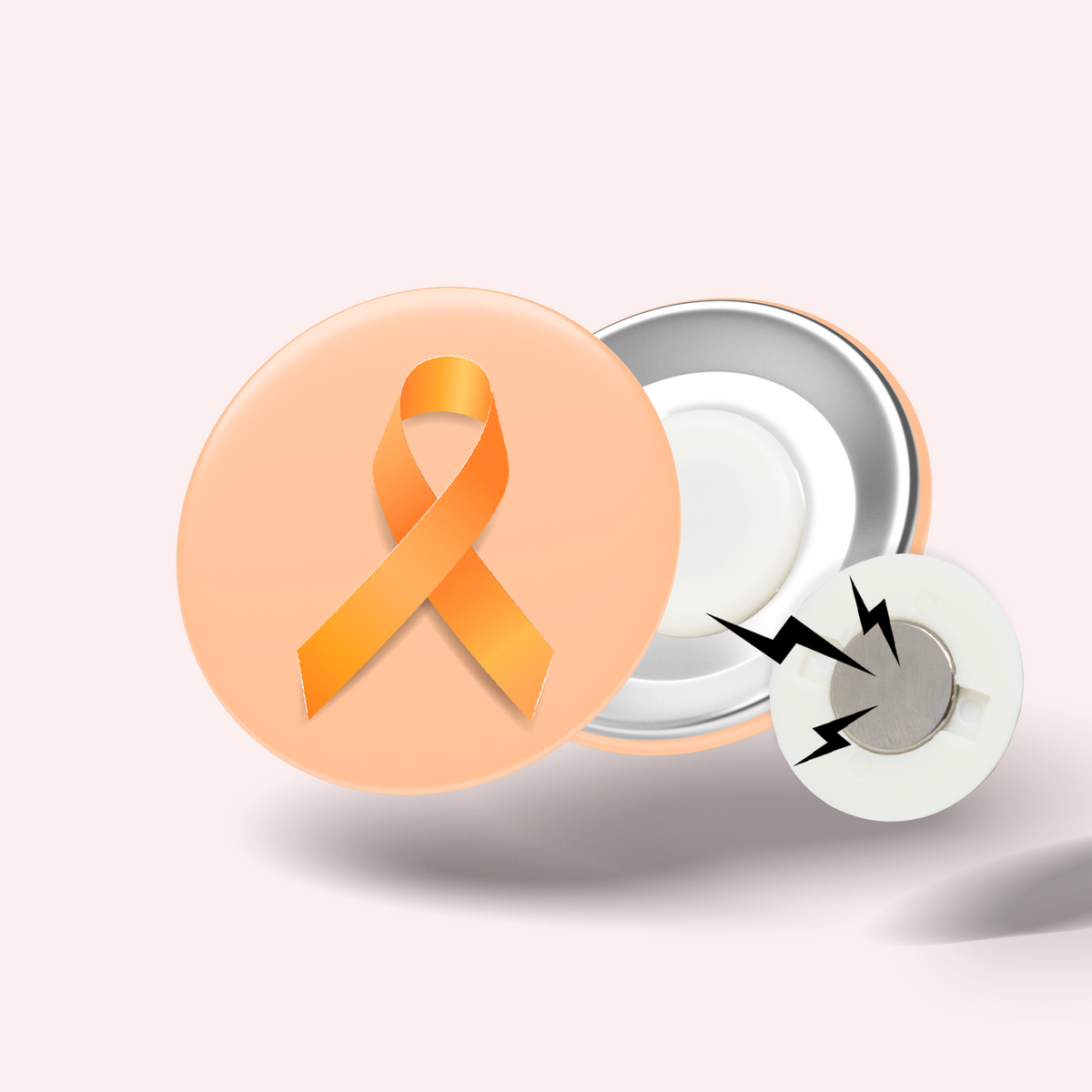 Badge Ruban Orange (Leucémie, sclérose en plaques, TDAH)