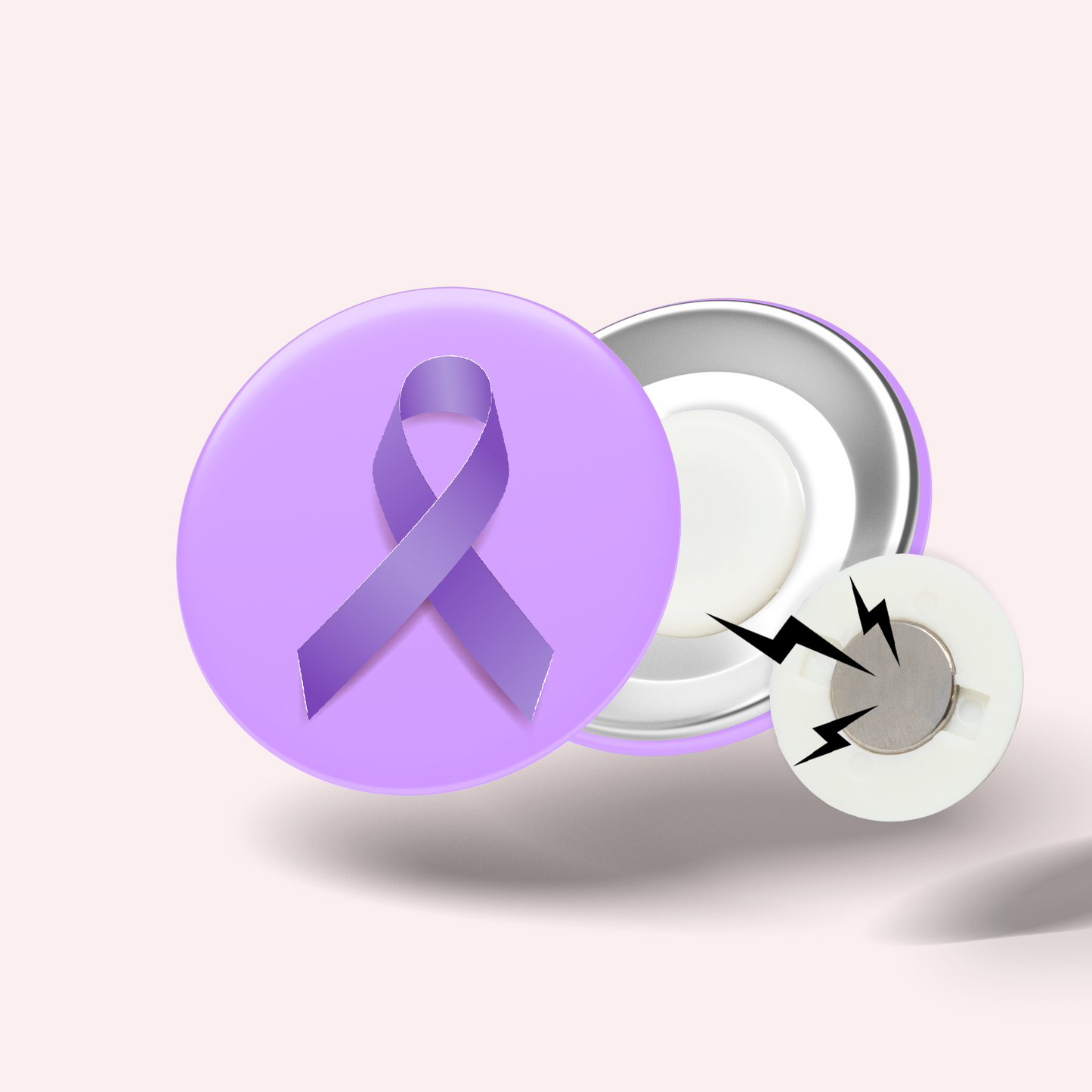 Badge Ruban Mauve (Alzheimer, cancer du testicule et du pancréas, épilepsie)