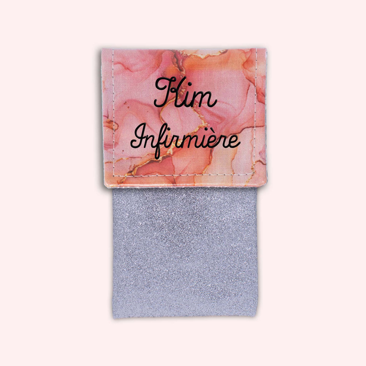 Pochette aimantée Marbre Corail Doré