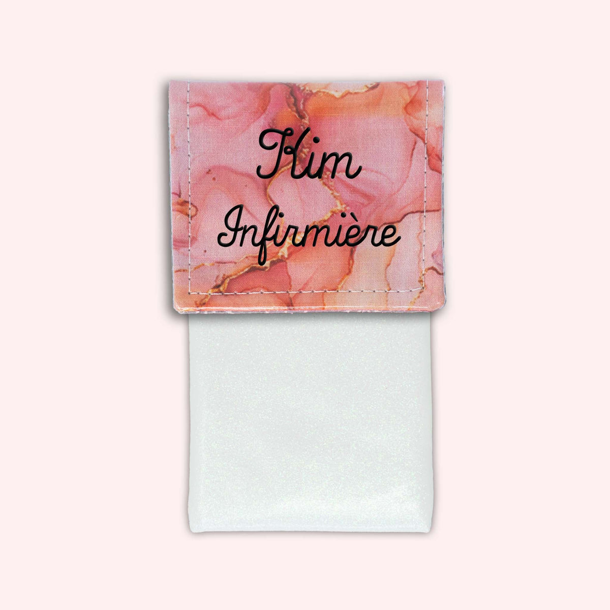 Pochette aimantée Marbre Corail Doré