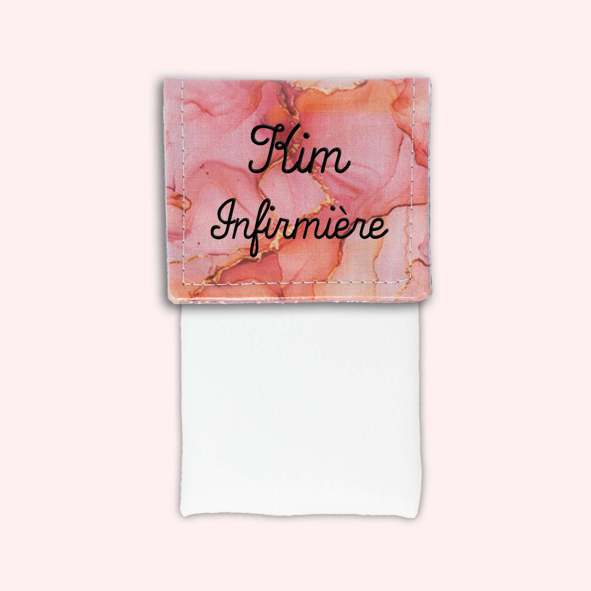 Pochette aimantée Marbre Corail Doré