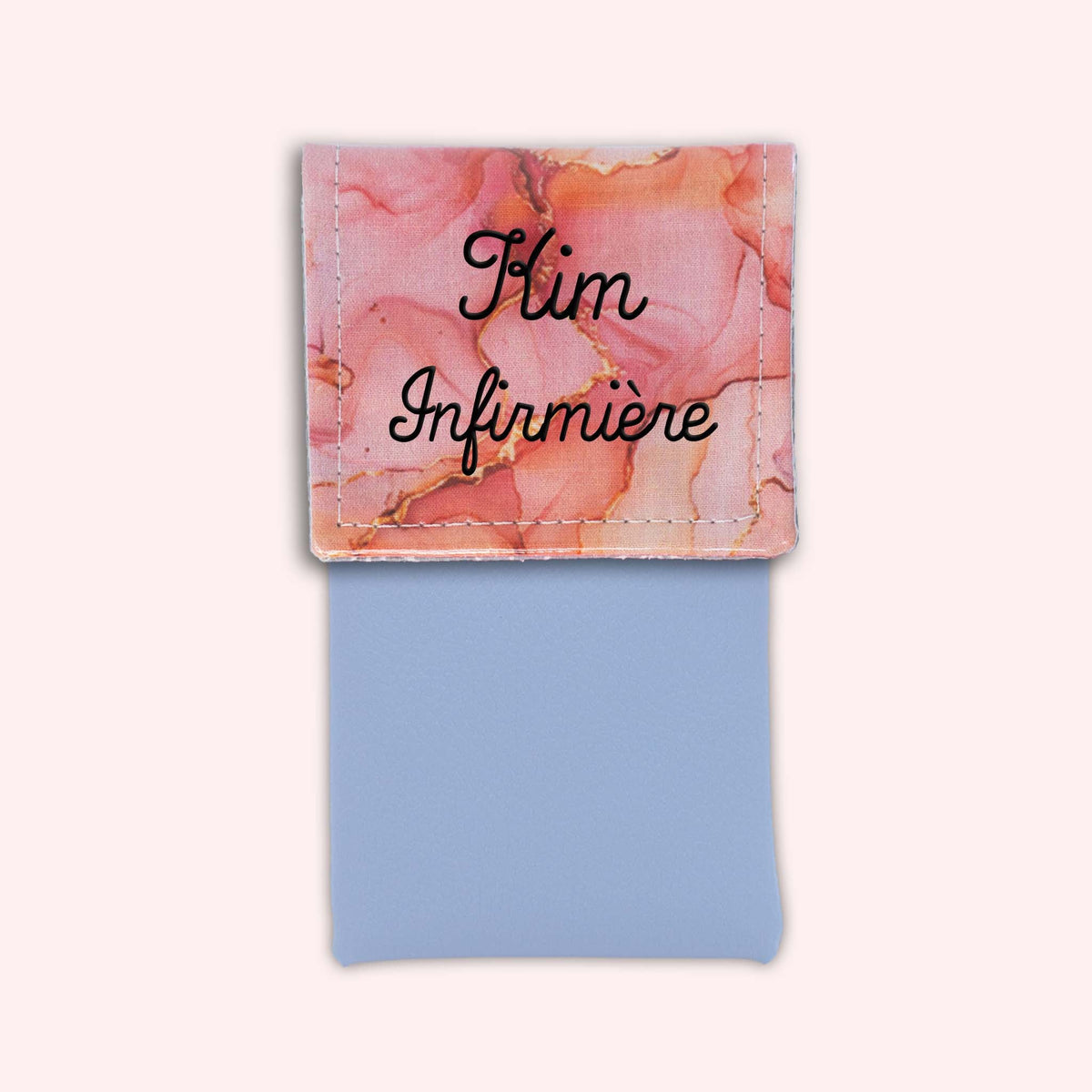 Pochette aimantée Marbre Corail Doré