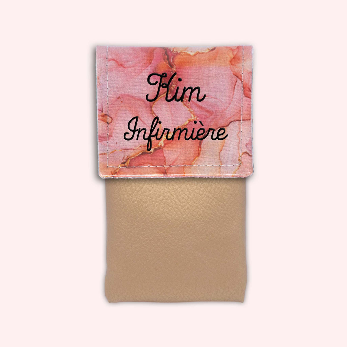 Pochette aimantée Marbre Corail Doré