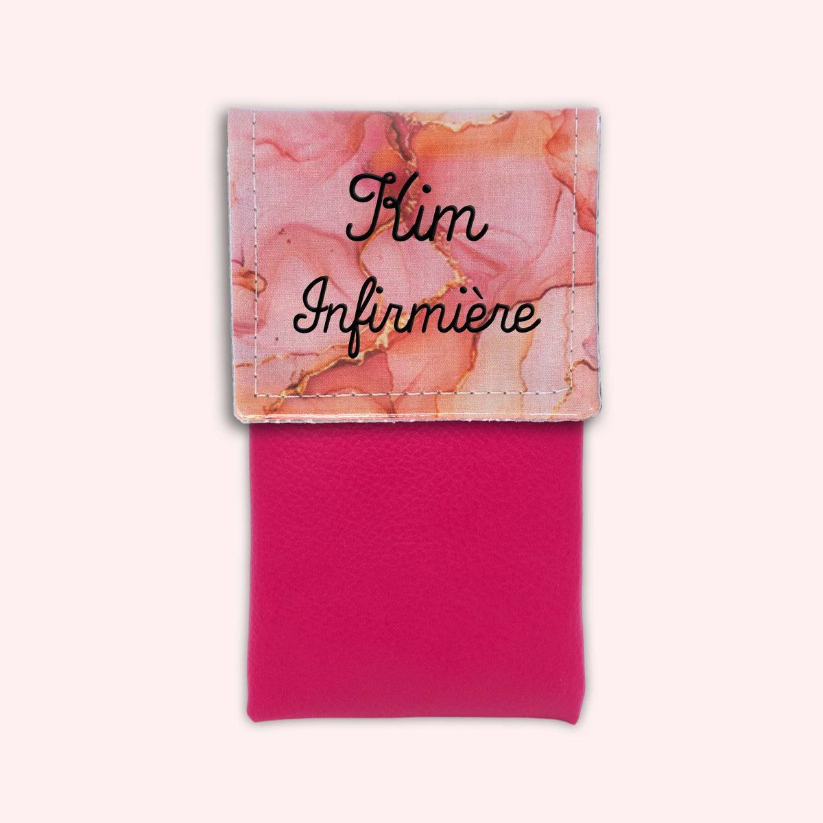 Pochette aimantée Marbre Corail Doré