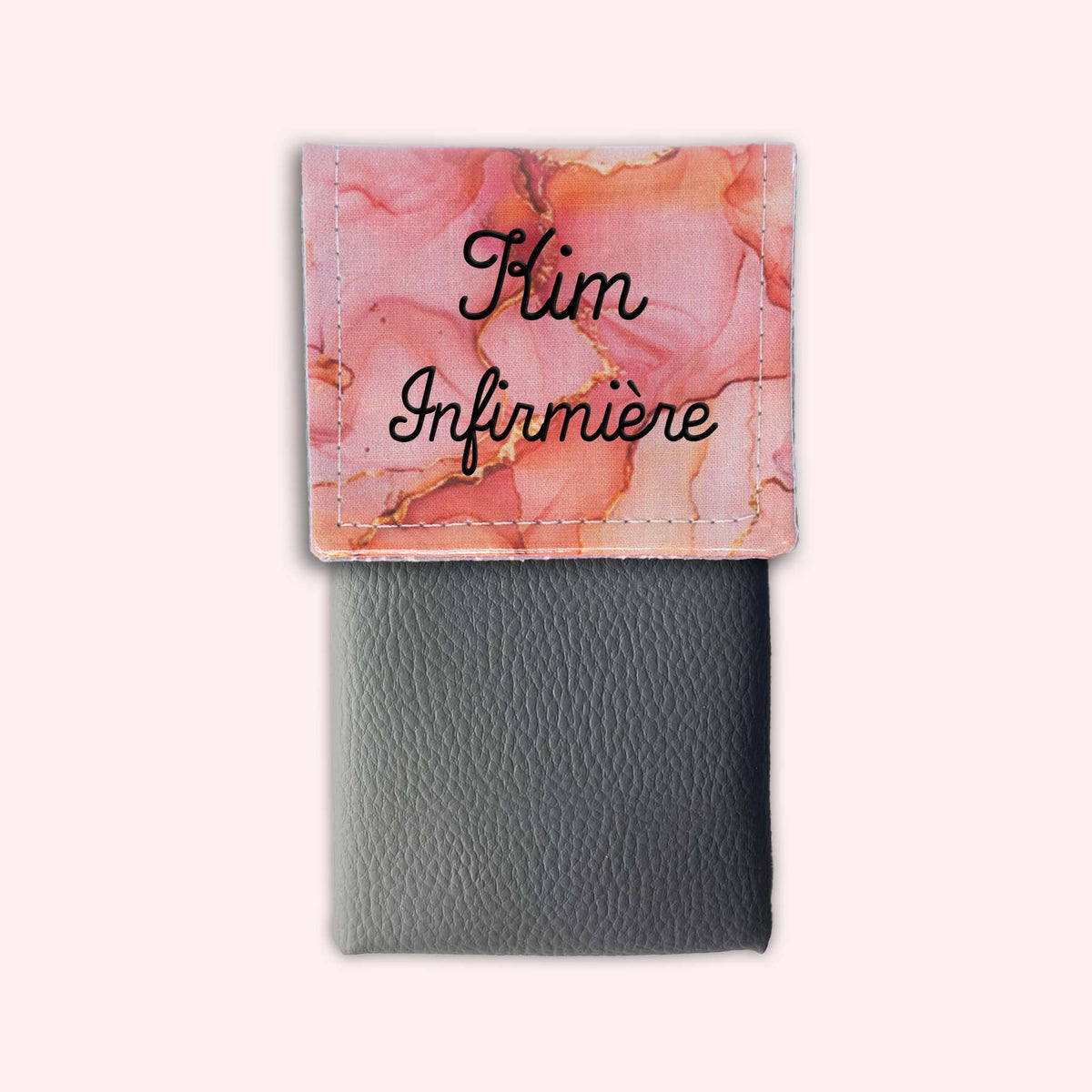 Pochette aimantée Marbre Corail Doré