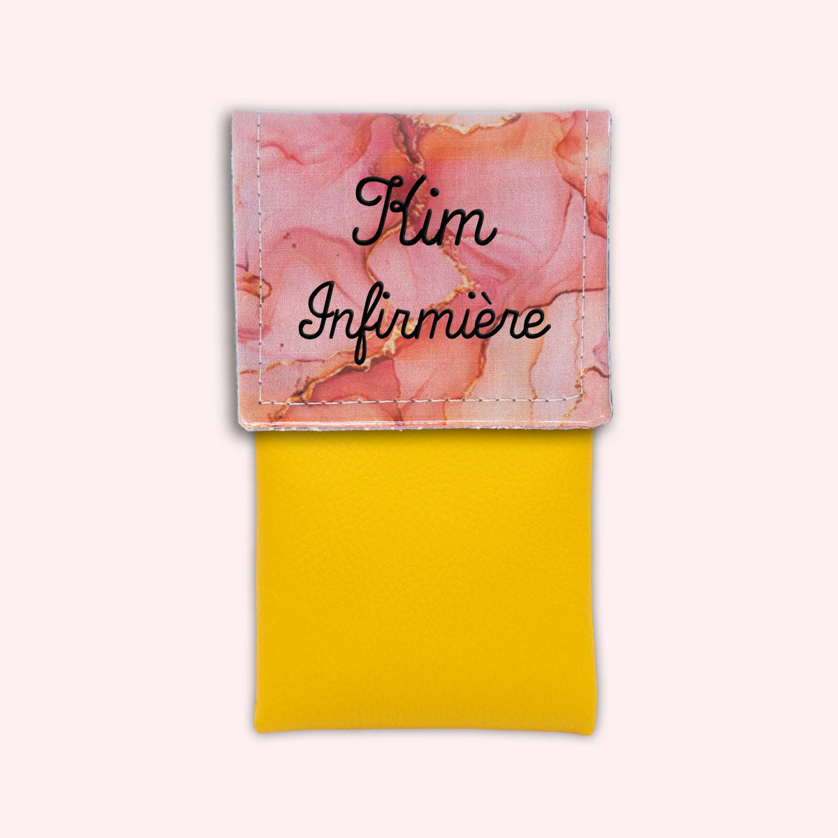 Pochette aimantée Marbre Corail Doré