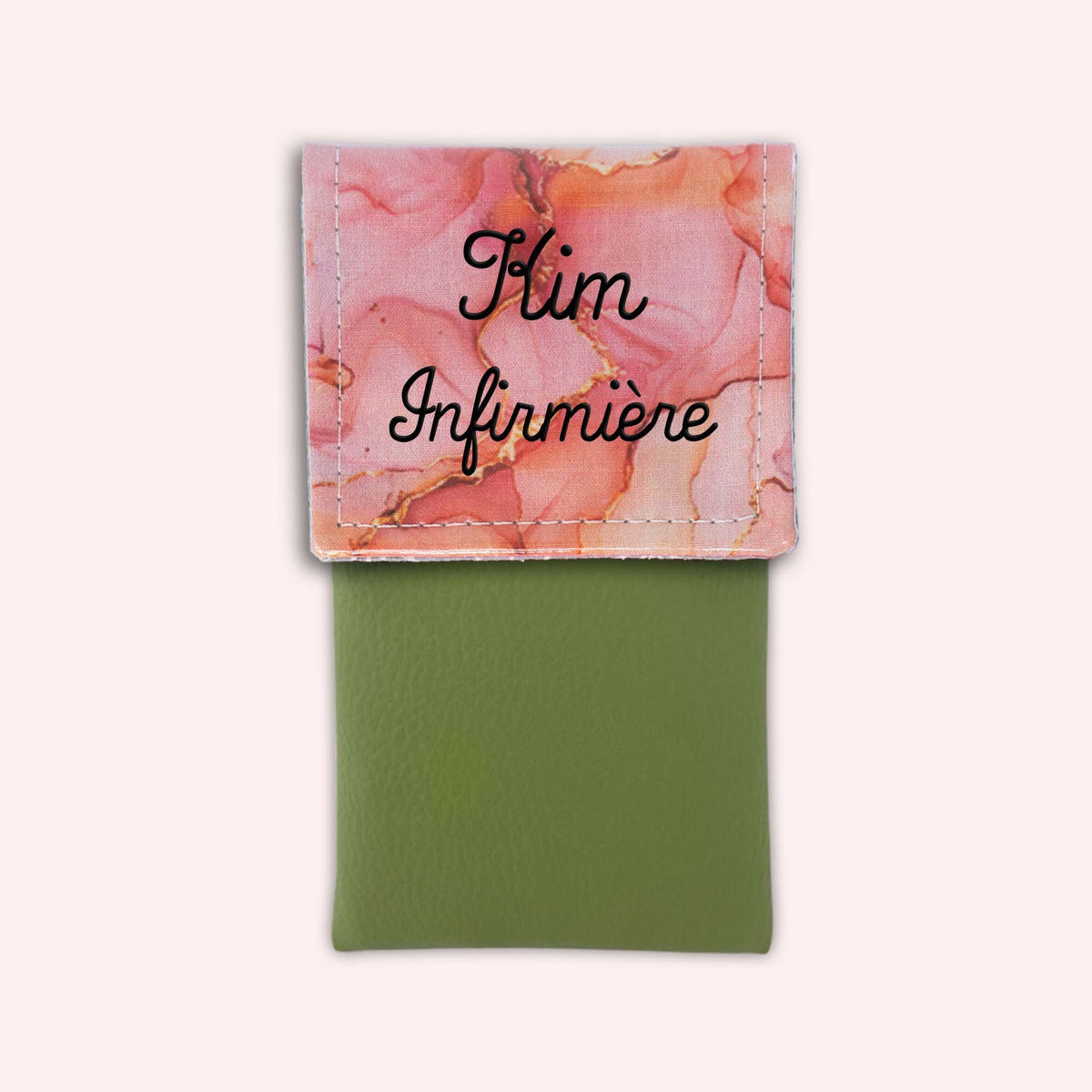 Pochette aimantée Marbre Corail Doré