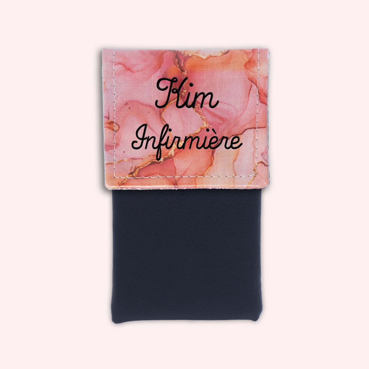 Pochette aimantée Marbre Corail Doré