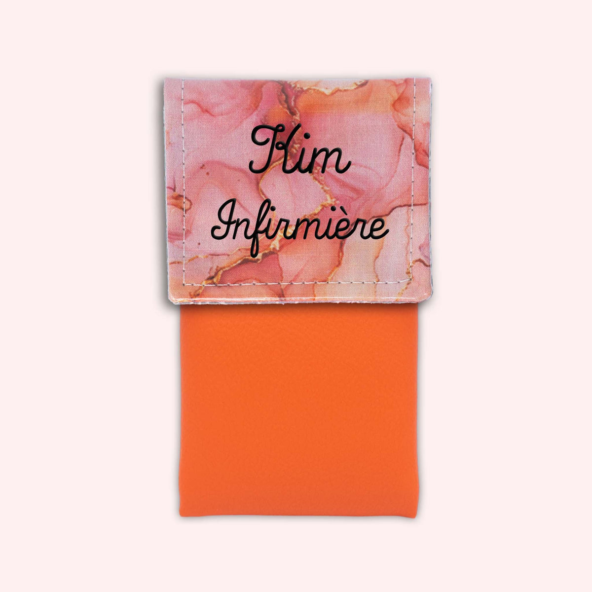 Pochette aimantée Marbre Corail Doré