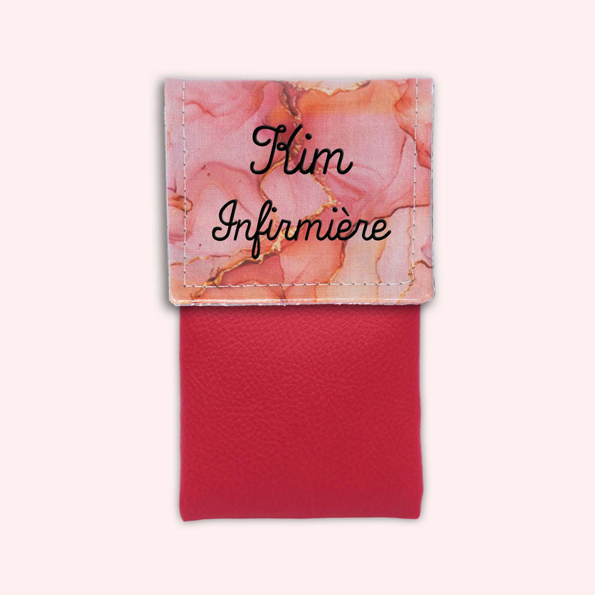 Pochette aimantée Marbre Corail Doré