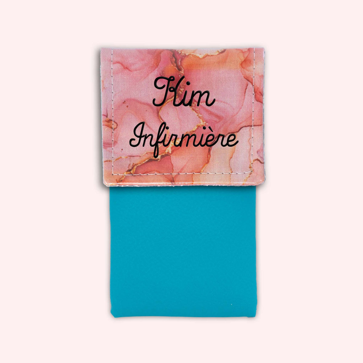 Pochette aimantée Marbre Corail Doré