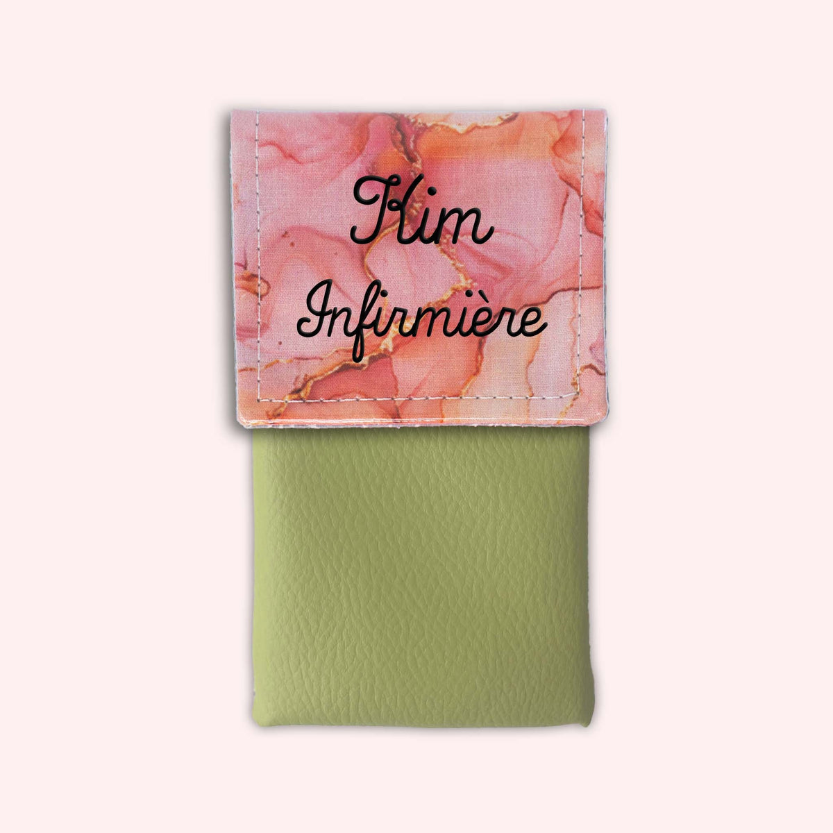 Pochette aimantée Marbre Corail Doré
