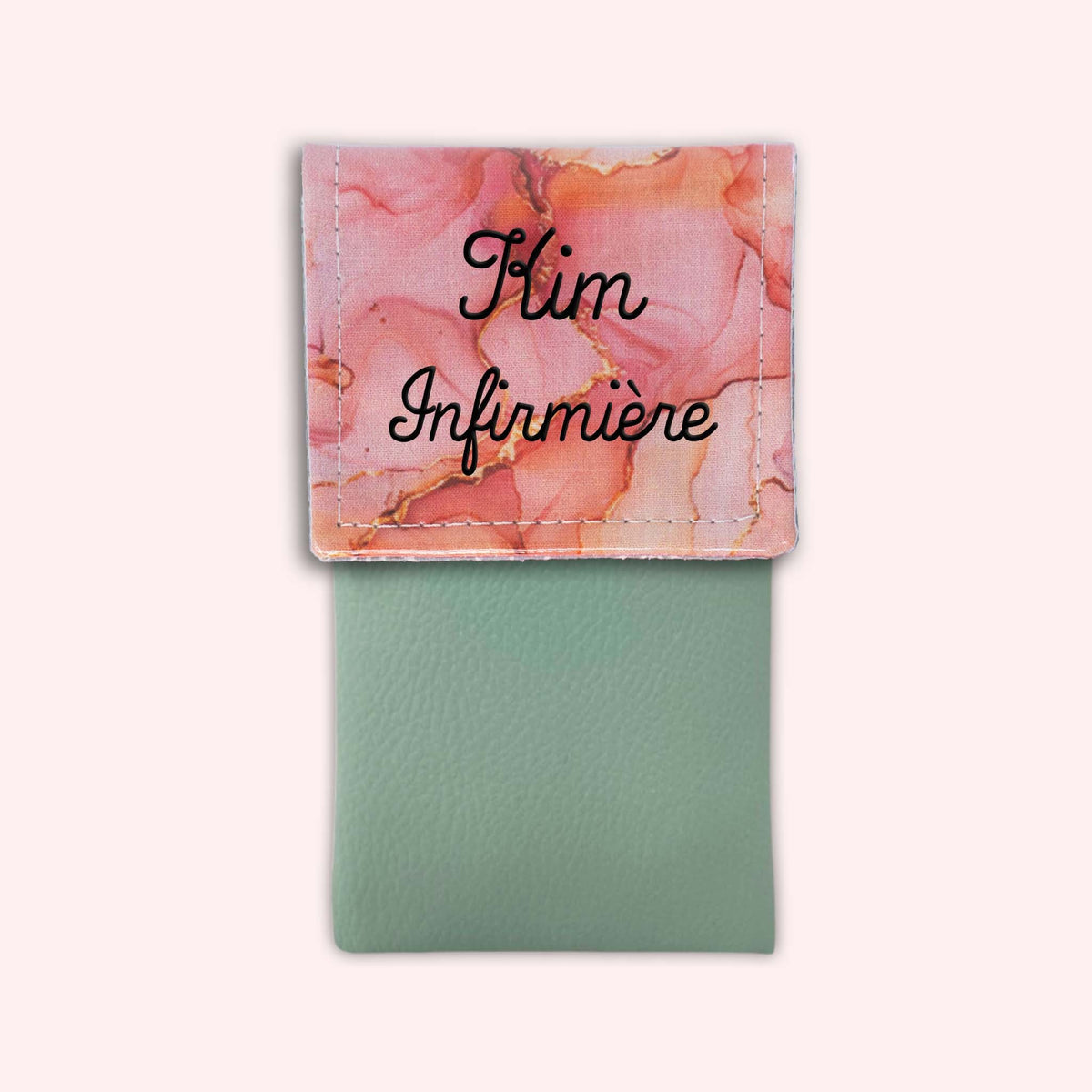 Pochette aimantée Marbre Corail Doré