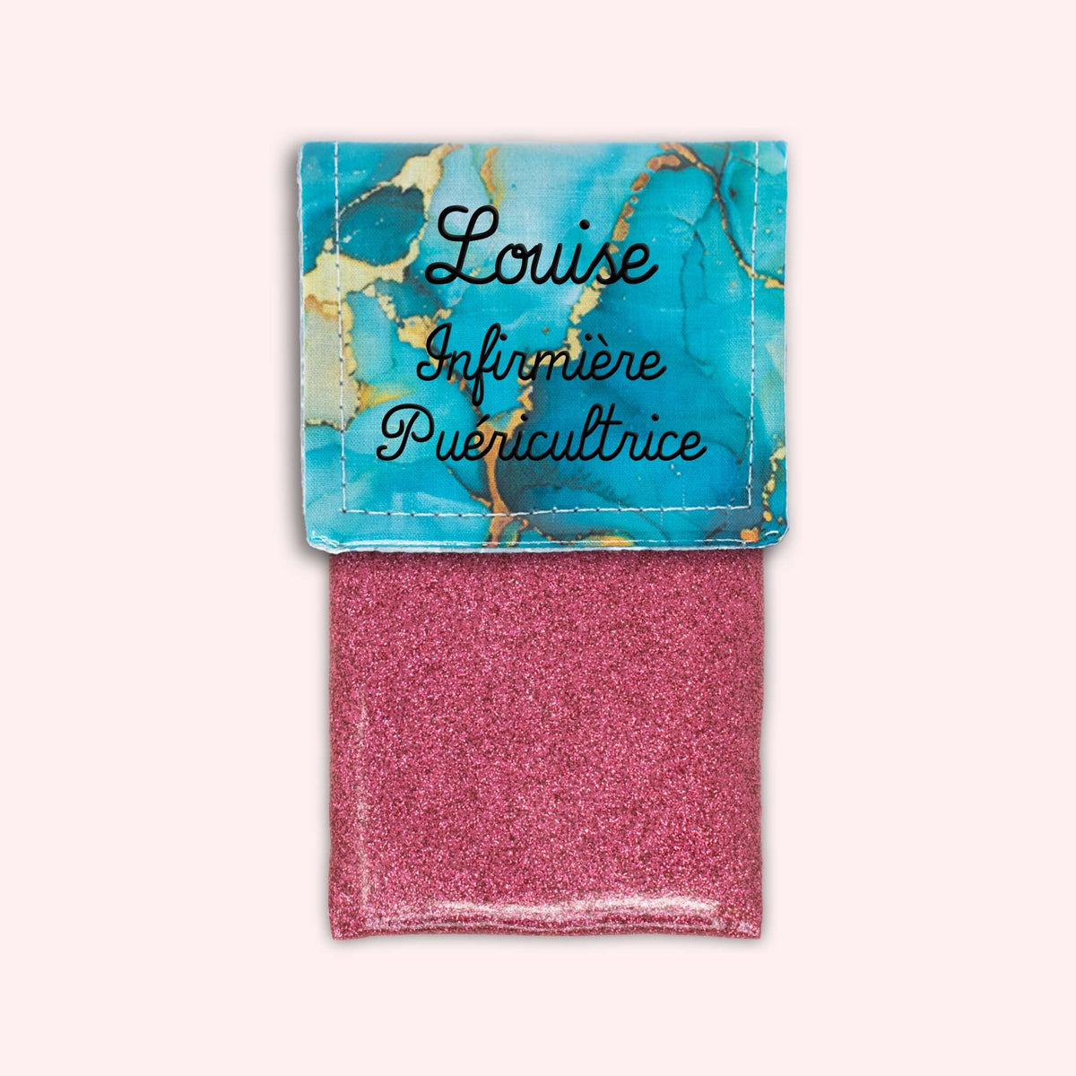 Pochette aimantée Marbre Turquoise Doré
