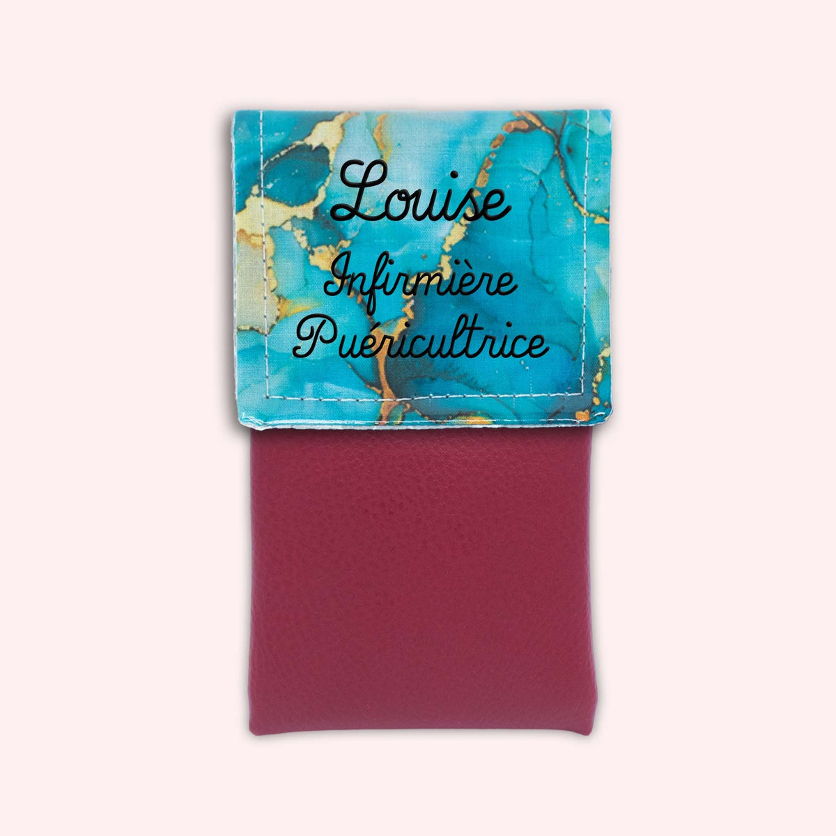 Pochette aimantée Marbre Turquoise Doré