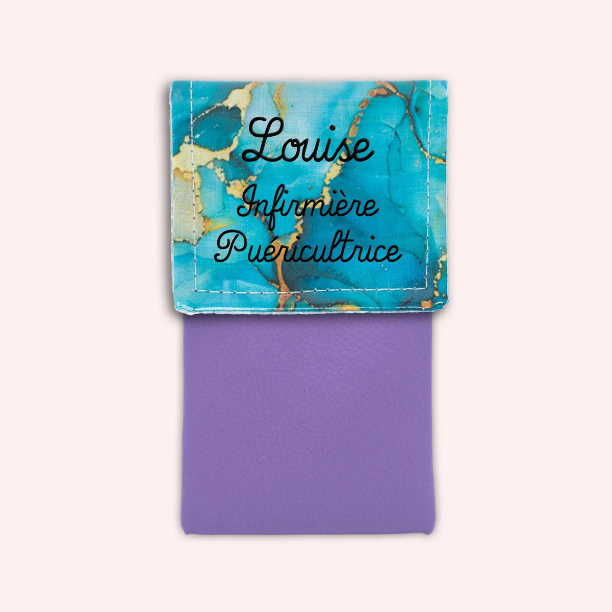 Pochette aimantée Marbre Turquoise Doré