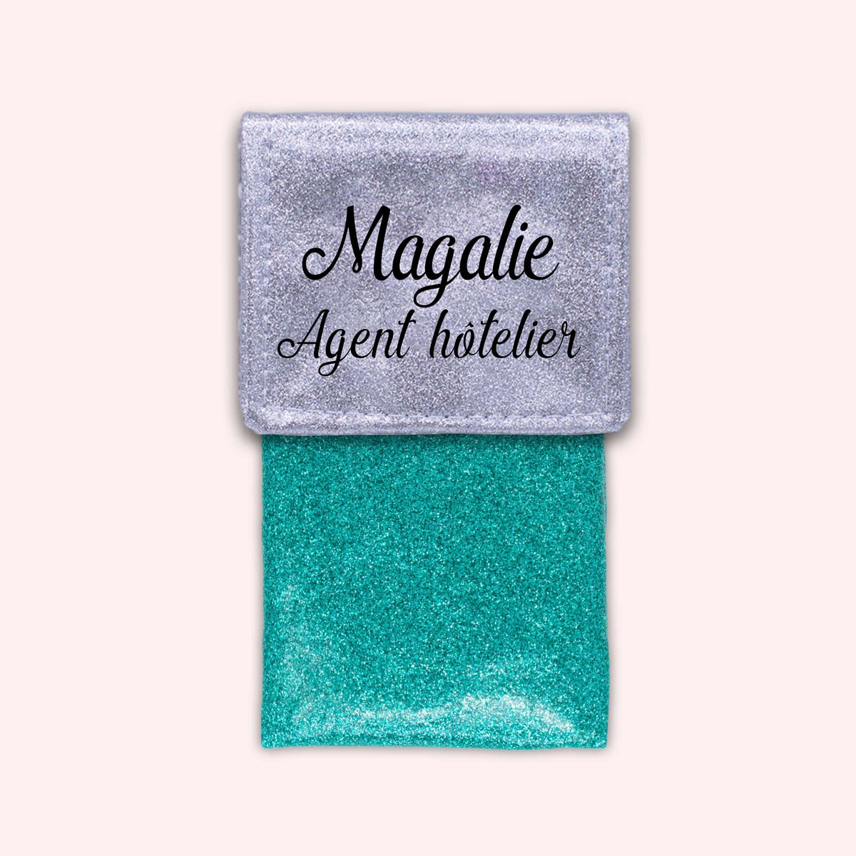 Pochette bicolore rabat Argent paillette