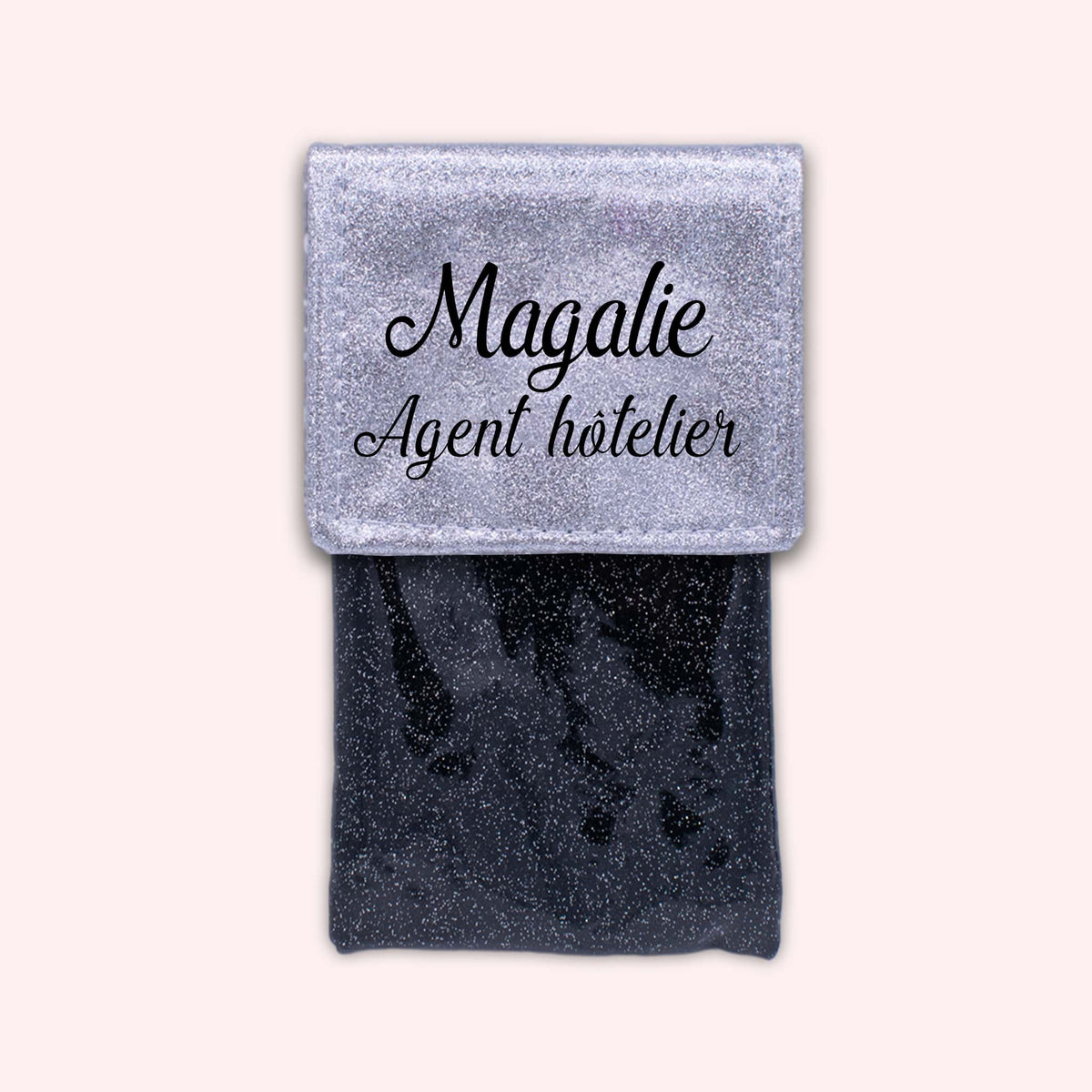 Pochette bicolore rabat Argent paillette
