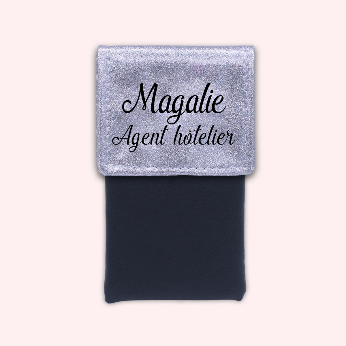 Pochette bicolore rabat Argent paillette