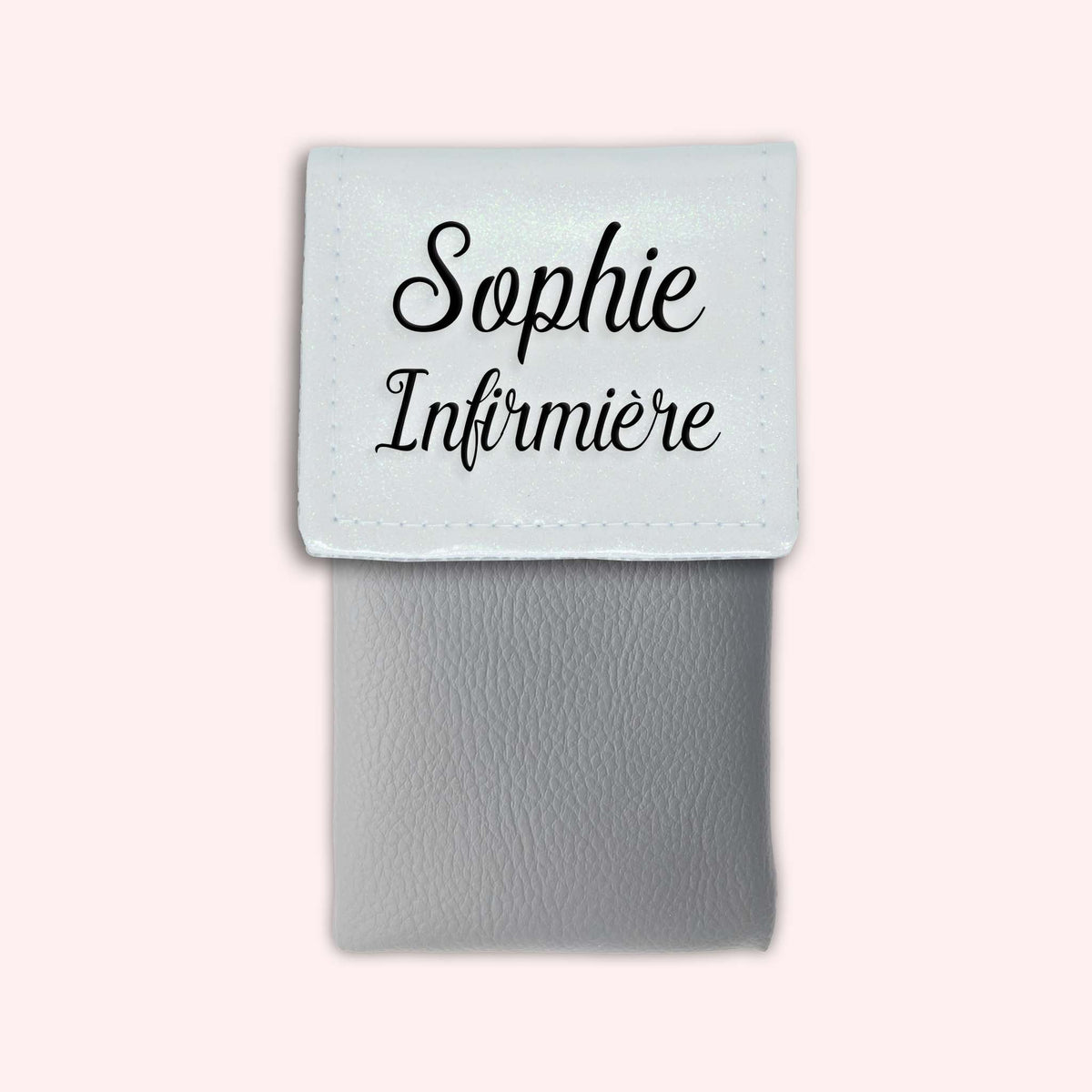 Pochette bicolore rabat Blanc paillette