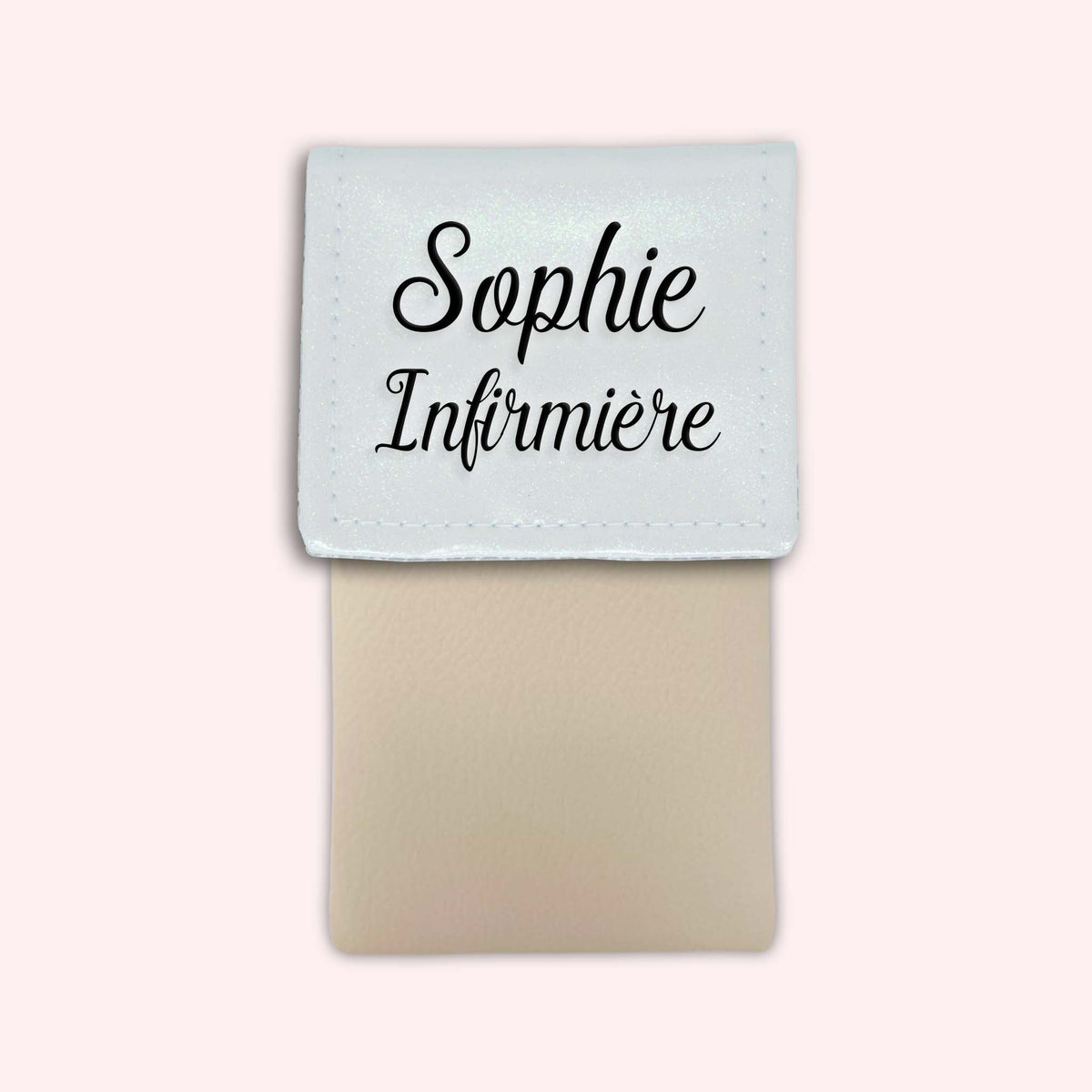 Pochette bicolore rabat Blanc paillette