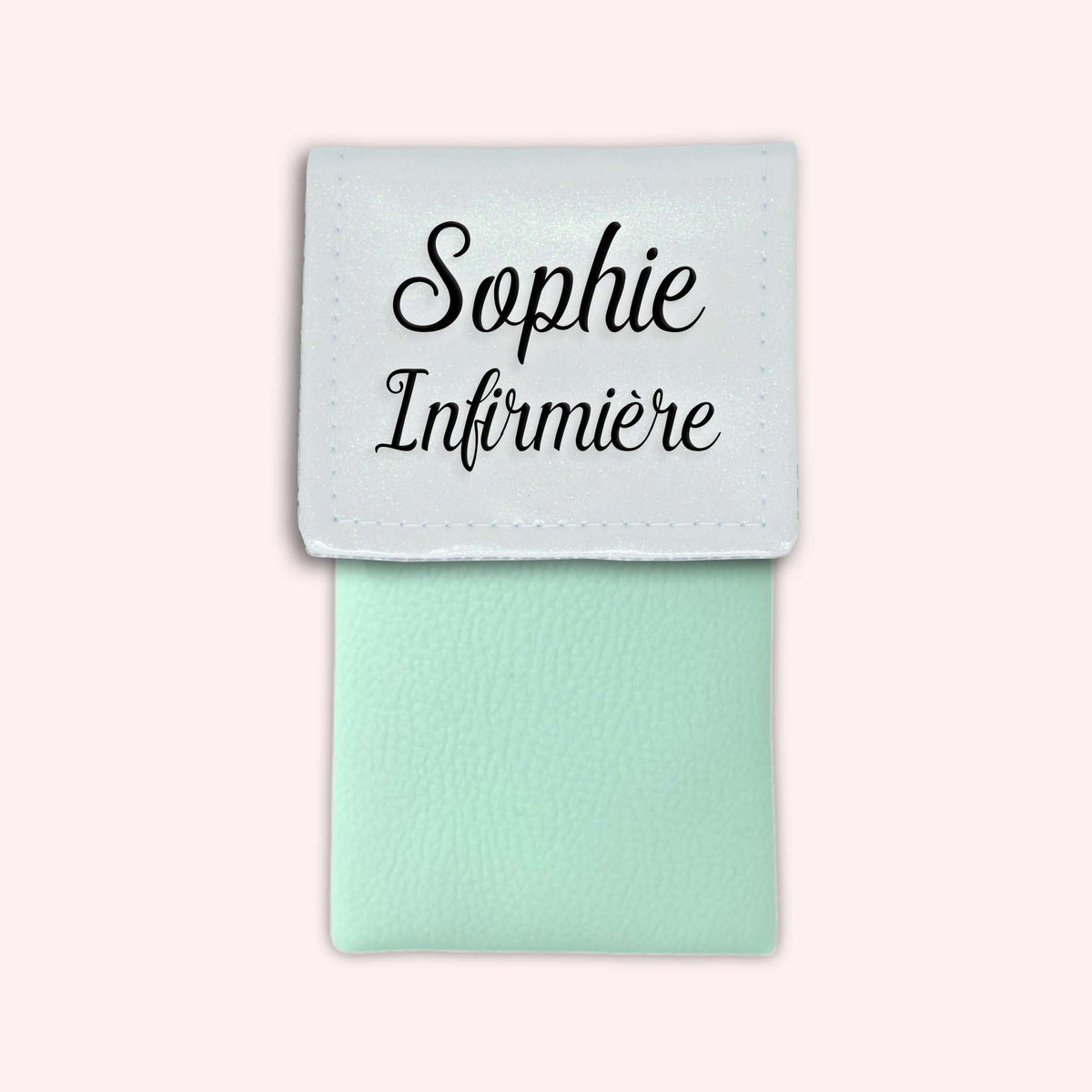Pochette bicolore rabat Blanc paillette