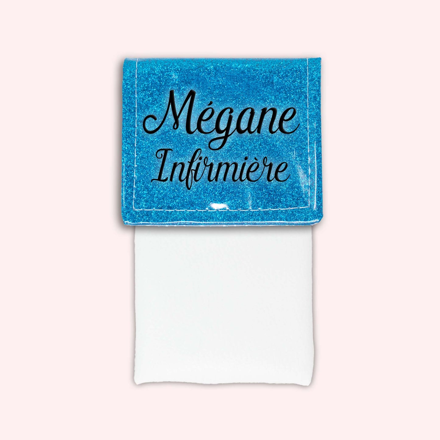 Pochette bicolore rabat Bleu Atlantique paillette