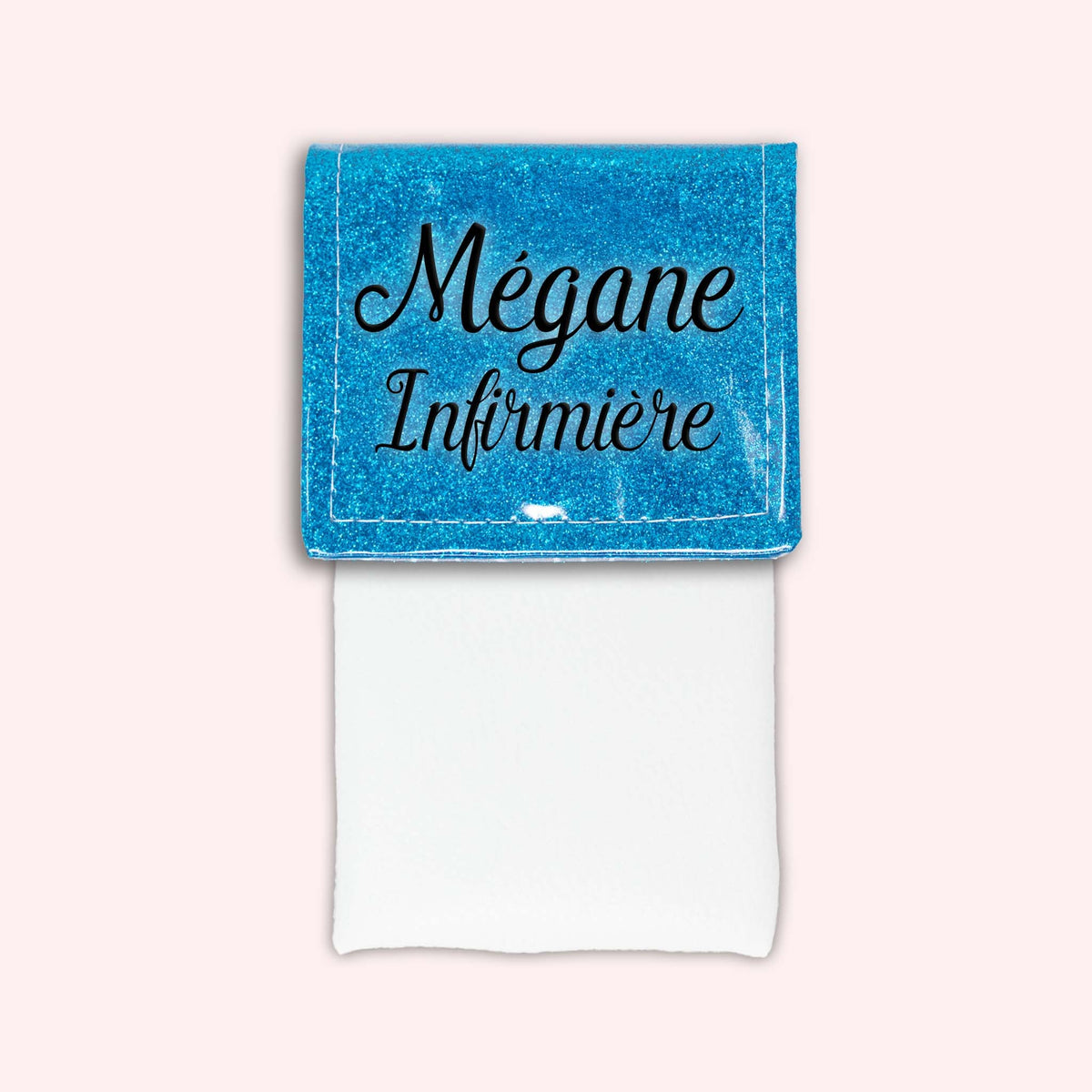 Pochette bicolore rabat Bleu Atlantique paillette