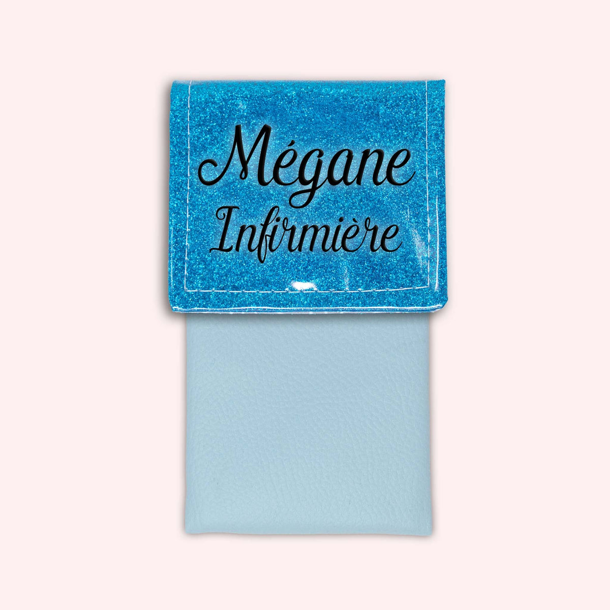 Pochette bicolore rabat Bleu Atlantique paillette