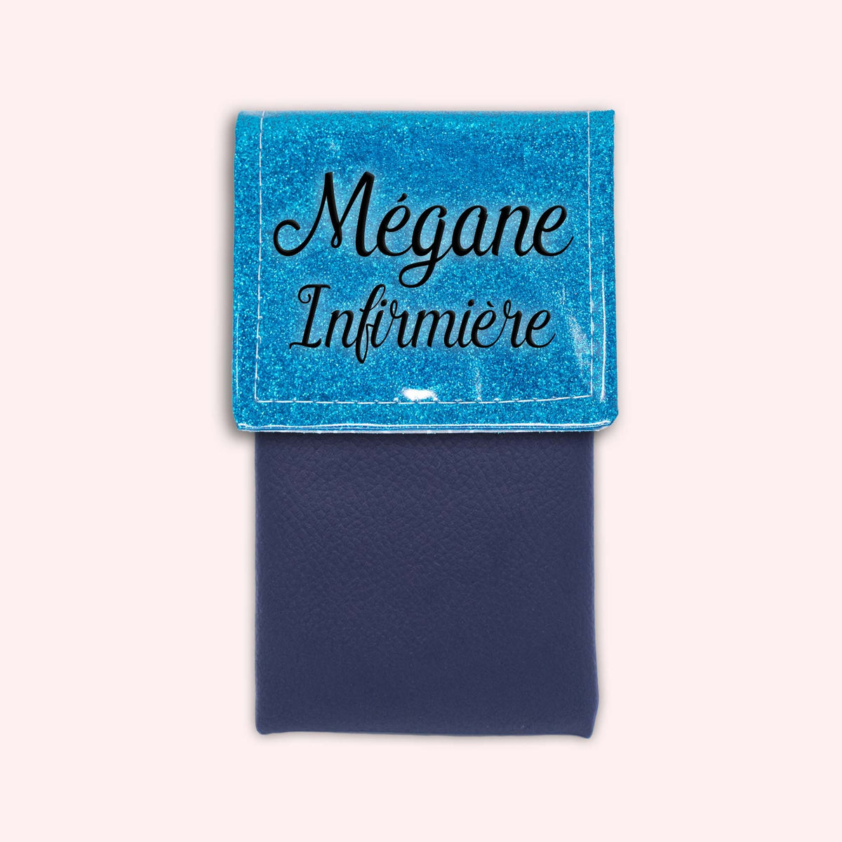 Pochette bicolore rabat Bleu Atlantique paillette