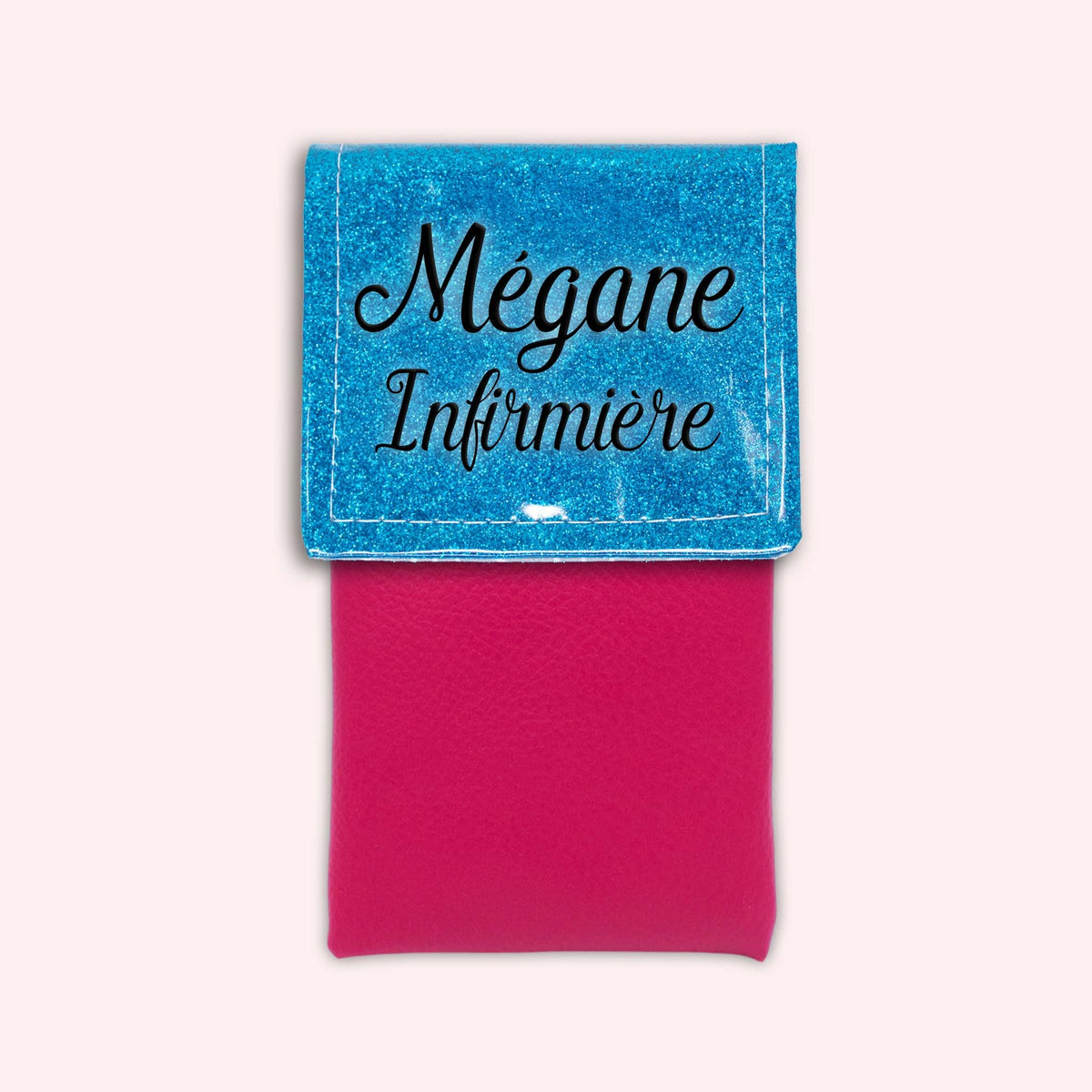 Pochette bicolore rabat Bleu Atlantique paillette