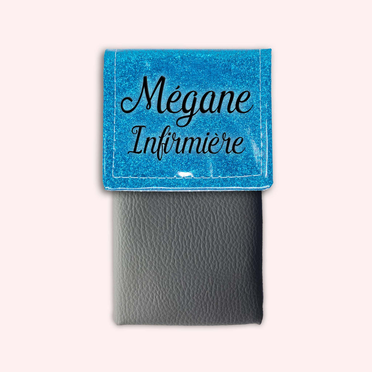 Pochette bicolore rabat Bleu Atlantique paillette