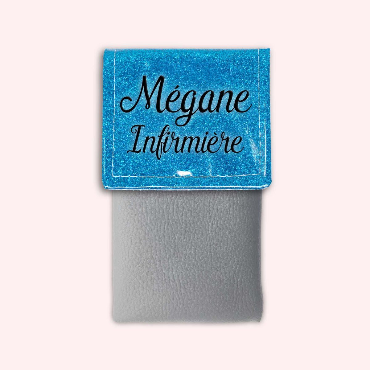 Pochette bicolore rabat Bleu Atlantique paillette