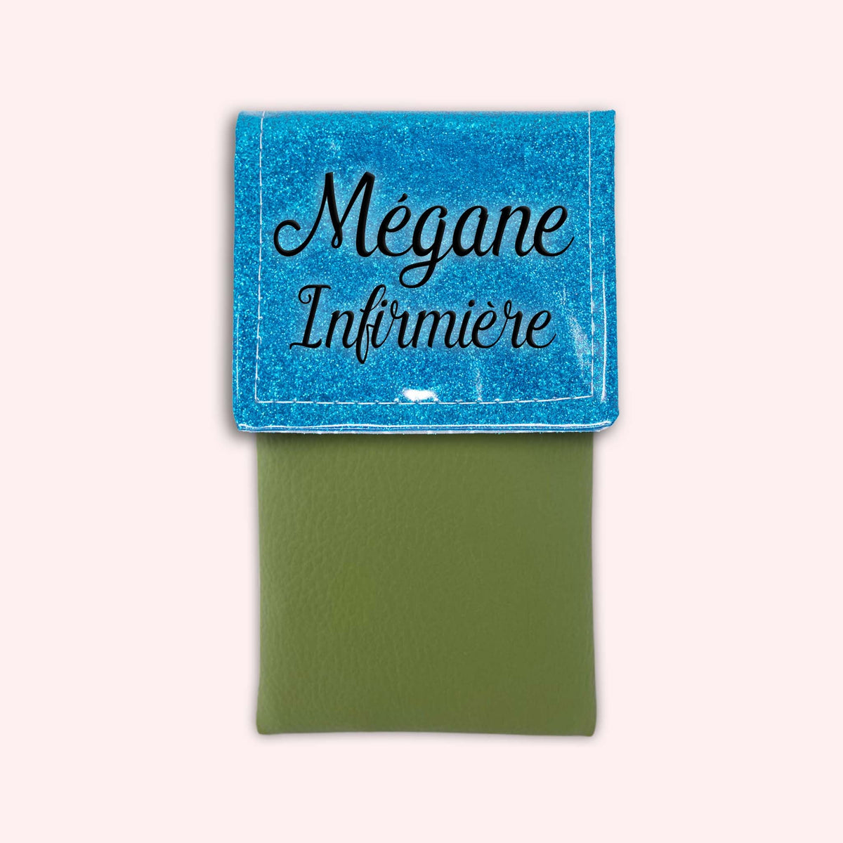 Pochette bicolore rabat Bleu Atlantique paillette
