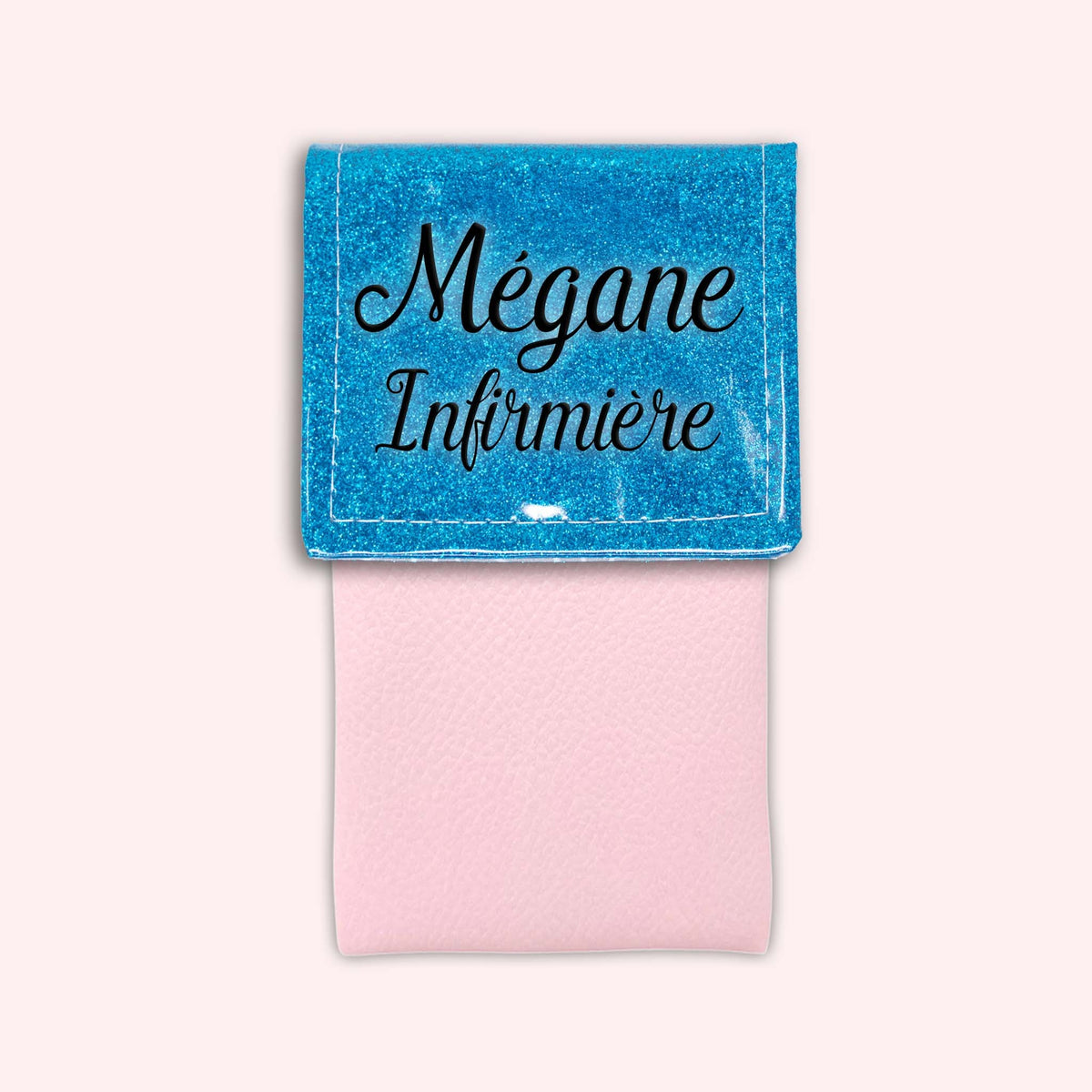 Pochette bicolore rabat Bleu Atlantique paillette