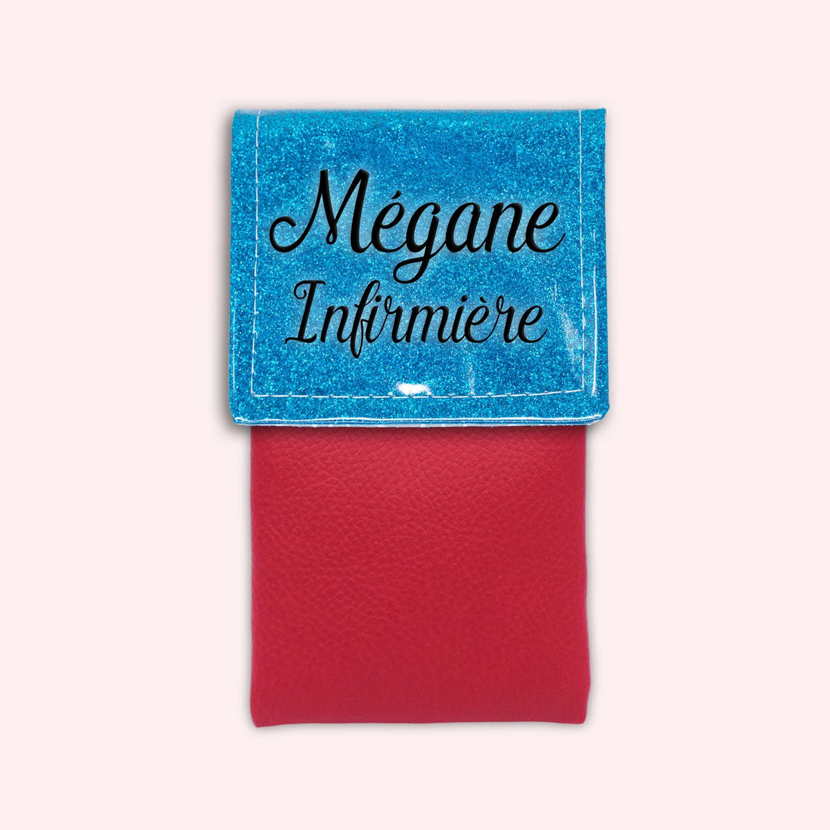 Pochette bicolore rabat Bleu Atlantique paillette