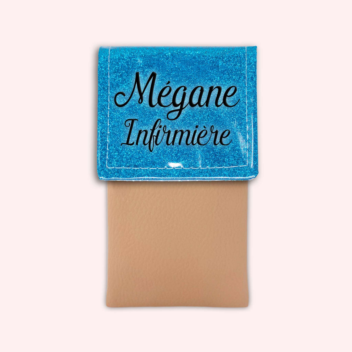 Pochette bicolore rabat Bleu Atlantique paillette