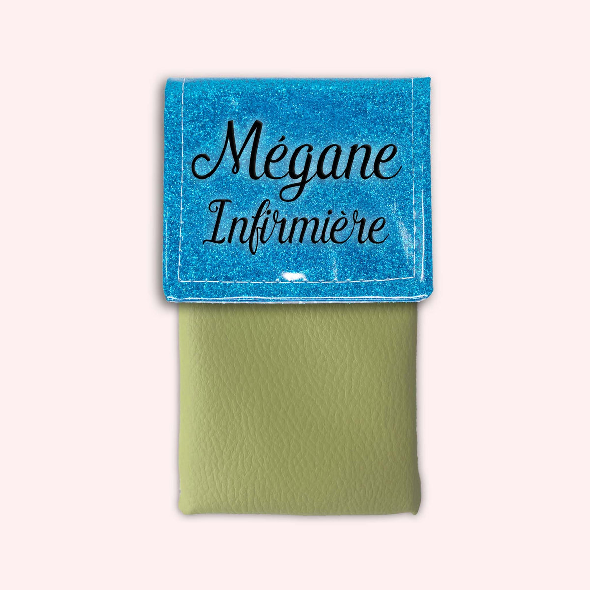 Pochette bicolore rabat Bleu Atlantique paillette