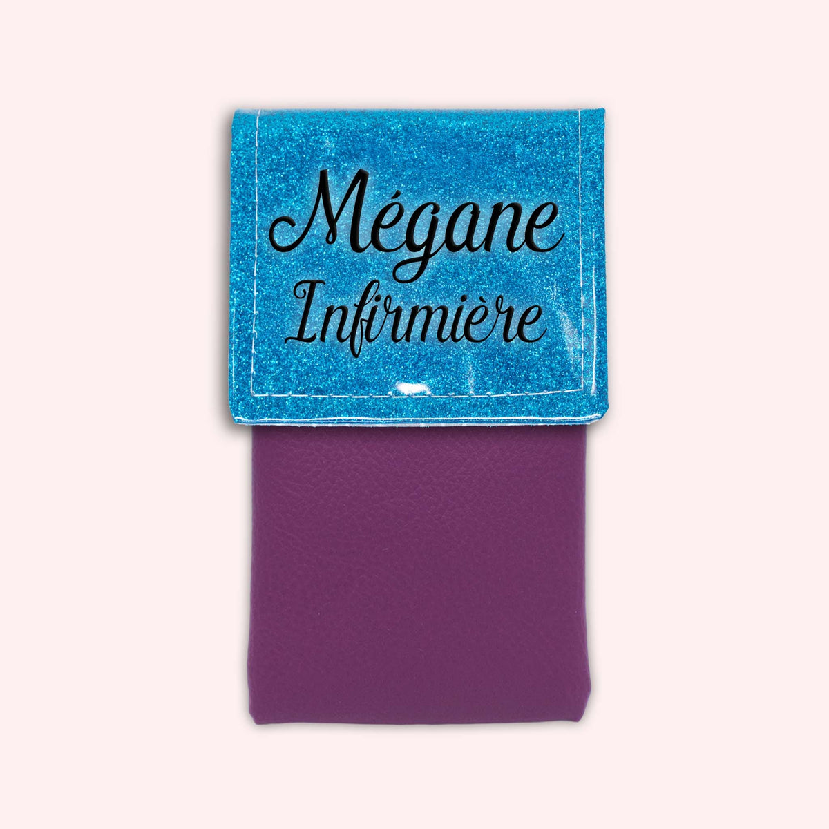 Pochette bicolore rabat Bleu Atlantique paillette