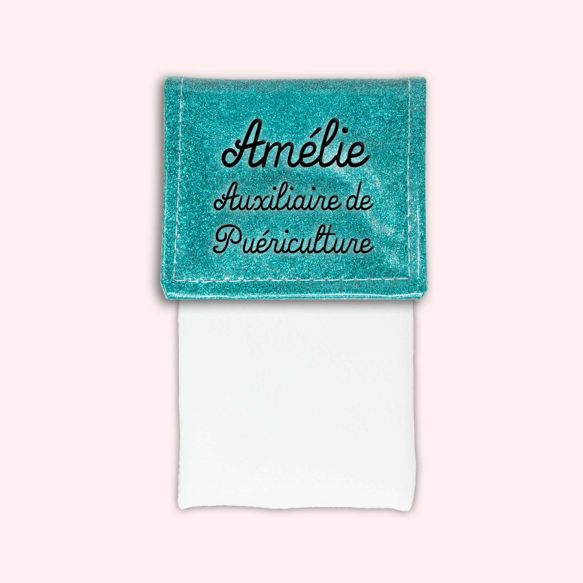 Pochette bicolore rabat Bleu tropique paillette