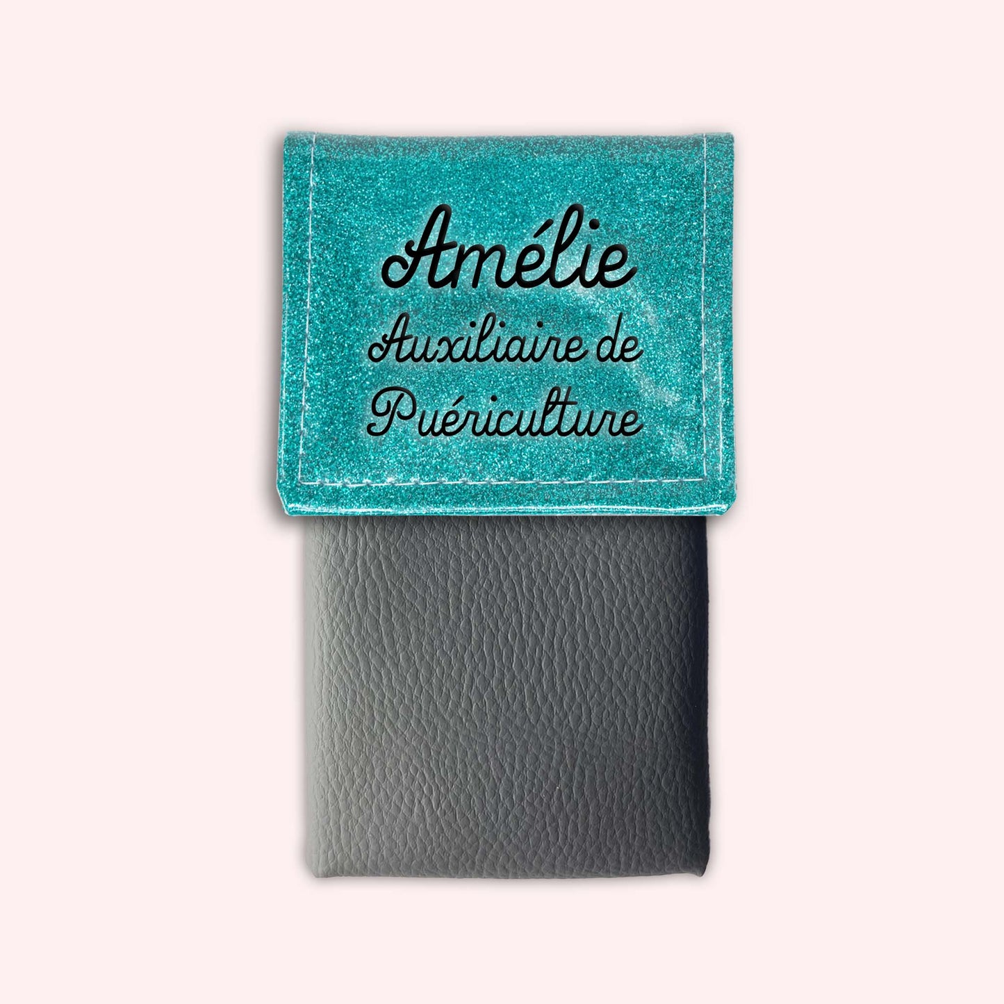 Pochette bicolore rabat Bleu tropique paillette