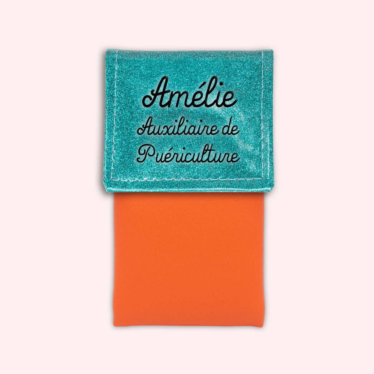 Pochette bicolore rabat Bleu tropique paillette