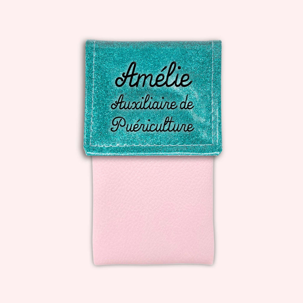 Pochette bicolore rabat Bleu tropique paillette