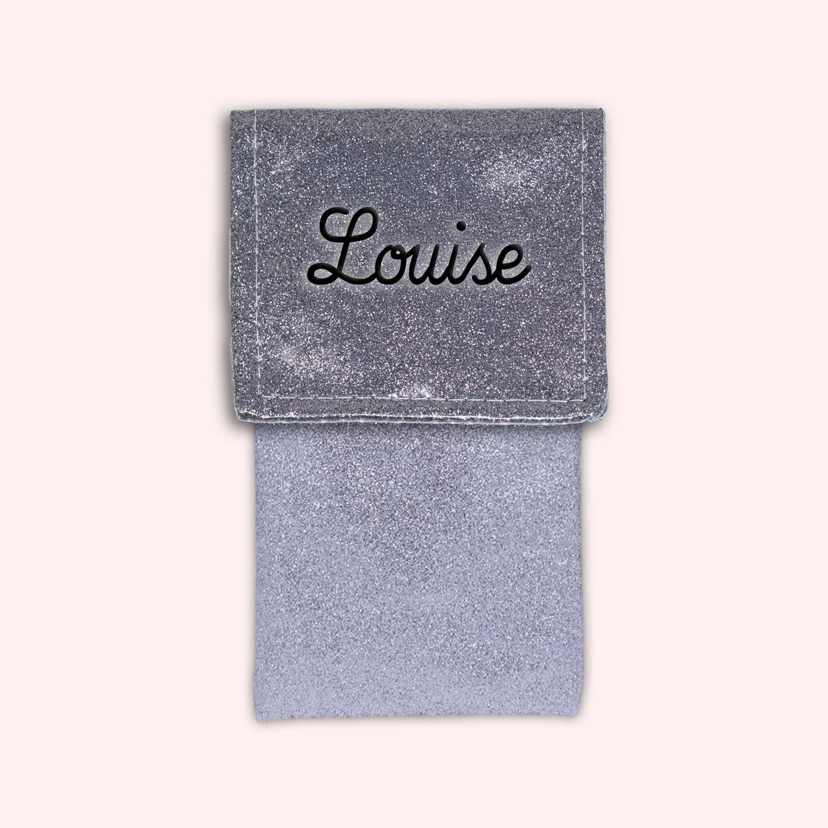 Pochette bicolore rabat Gris paillette